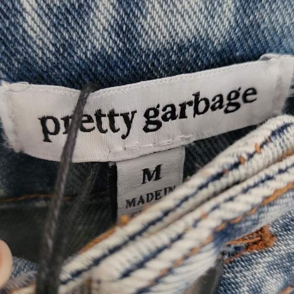 NWT PRETTY GARBAGE FAUX FEATHER TRIM JEANS - Picture 11 of 14